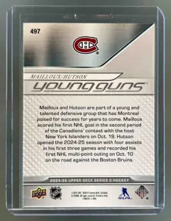 2024 Upper Deck Lane Hutson #497 (no longer) Teammates Young Guns RC Mailloux - Image 2