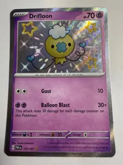 Drifloon - 155/091 - Paldean Fates - Pokemon TCG Baby Shiny NM Card Rare - Image 1