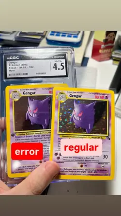 INCOMPLETE HOLO ERROR Gengar 1999 Fossil 1st Edition 5/62 Holo Pokemon Card - Image 3