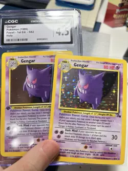 INCOMPLETE HOLO ERROR Gengar 1999 Fossil 1st Edition 5/62 Holo Pokemon Card - Image 4
