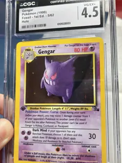 INCOMPLETE HOLO ERROR Gengar 1999 Fossil 1st Edition 5/62 Holo Pokemon Card - Image 5