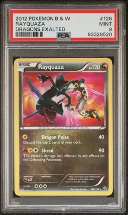 2012 POKEMON BLACK & WHITE DRAGONS EXALTED RAQYQUAZA HOLO 128 PSA 9 SHINY - Image 1
