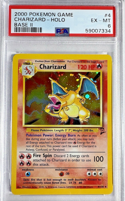 2000 Pokemon Game Charizard-Holo 4/130 Base Set 2 PSA 6 EX-MT - Image 1
