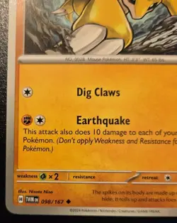 Sandslash 098/167 Uncommon Scarlet & Violet: Twilight Masquerade Pokemon TCG - Image 4