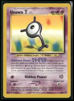 Unown [Y] 40/64 Uncommon Neo Revelation Pokemon Lightly Played - Image 1