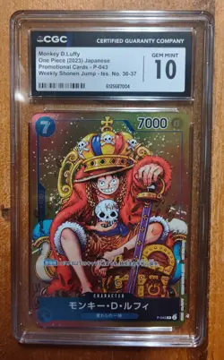 2023 One Piece P-043 Shonen Jump Iss. No. 36-37 Monkey D. Luffy CGC 10 Gem Mint - Image 1