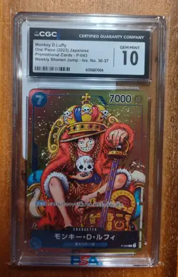 2023 One Piece P-043 Shonen Jump Iss. No. 36-37 Monkey D. Luffy CGC 10 Gem Mint - Image 3