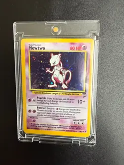 Pokemon Base 2 Set Mewtwo 10/102 Unlimited Holo Rare Card MP Vintage WOTC 10/102 - Image 1