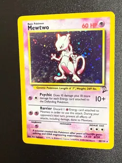 Pokemon Base 2 Set Mewtwo 10/102 Unlimited Holo Rare Card MP Vintage WOTC 10/102 - Image 3
