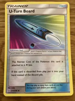 U-Turn Board Trainer Pokemon Card 211/236 R/Holo- Used -Sun & Moon-Unified Minds - Image 1