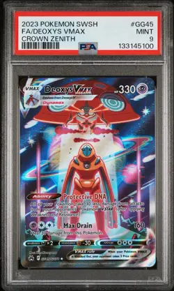 Pokemon Deoxys VMAX TCG Crown Zenith Holo Ultra Rare Card PSA 9 GG45/GG70 2023 - Image 1