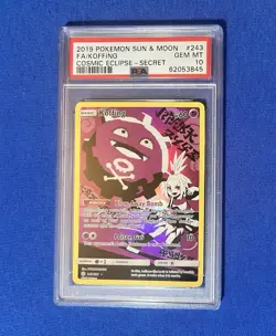 Pokemon TCG 2019 Koffing #243 FA Secret Rare Sun & Moon Cosmic Eclipse PSA 10 - Image 1