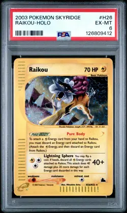 2003 POKEMON SKYRIDGE #H26 RAIKOU-HOLO PSA 6 - Image 1