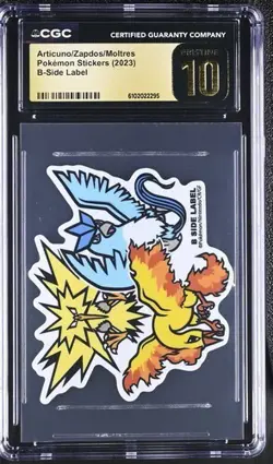 ✨✨✨ CGC 10 Pristine 2023 Pokemon B-Side Label Stickers Articuno Zapdos Moltres - Image 1