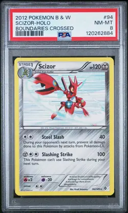 2012 POKEMON B&W BOUNDARIES CROSSED #94 SCIZOR-HOLO PSA 8 - Image 1