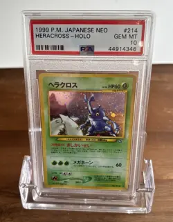 PSA 10 1999 Heracross Holo 214 Neo Genesis Pokemon Japanese - Image 1