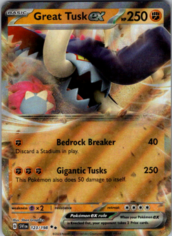 Great Tusk EX 123/198 Scarlet & Violet Base Set Double Rare Holo Pokemon TCG NM - Image 1