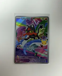 Pokemon First Partner Illustration- Litten MEP044 Full Art Black Star Promo - Image 1