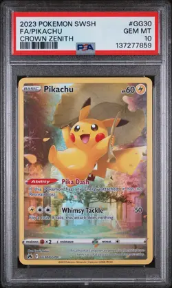 Pikachu GG30/GG70 Full Art 2023 Pokemon SWSH Crown Zenith PSA 10 Gem Mint - Image 1