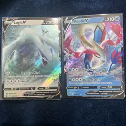 Pokemon TCG: Lugia V 138/195 Silver Tempest & Milotic V 043/192 Rebel Clash NM - Image 1