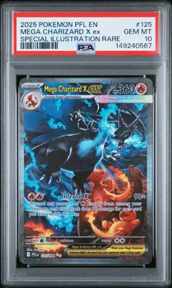 2025 POKEMON PFL SPECIAL ILLUSTRATION RARE #125 MEGA CHARIZARD X EX PSA 10 - Image 1