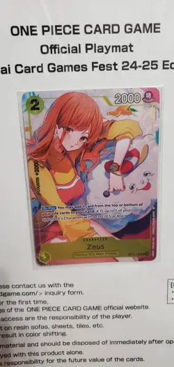 One Piece Zeus Nami Promo OP11-106 No Playmat Bandai Cards Games Fest Sealed - Image 2