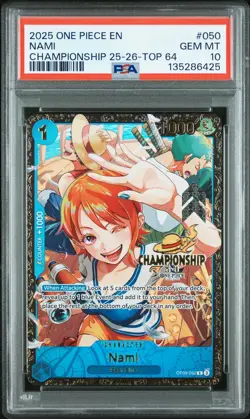 2025 ONE PIECE PROMOS CHAMPIONSHIP 25-26 TOP 64 #050 NAMI PSA 10 - Image 1