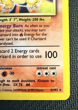 Pokemon TCG Charizard Holo Base Set 4/102 Rare Card Mint - Image 4