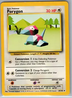 Porygon 39/102 Non Holo Base Set - Pokemon Card - LP - Image 1