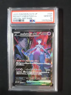 PSA 10 Pokemon Card Team Rocket's Moltres Mewtwo SAR SEQ set 125/098 sv10 Glory - Image 5