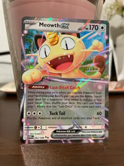 Pokemon TCG Meowth ex 062/088 Me03: Perfect Order Holo Card NM - Image 1