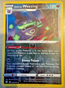 Pokemon TCG Galarian Weezing 042/072 Shining Fates Reverse Holo Rare Card - Image 1