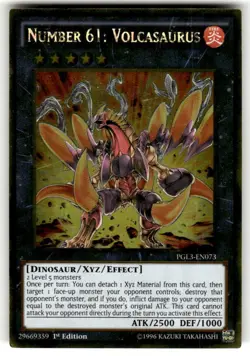 Yu-Gi-Oh Number 61: Volcasaurus PGL3-EN073 Gold Rare 1st Edition NM - Image 1