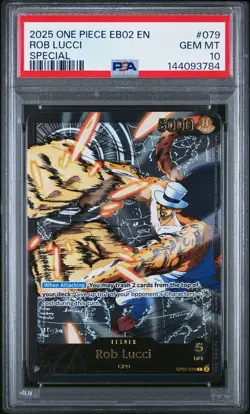 2025 ONE PIECE EB02-EXTRA BOOSTER -ANIME 25TH COLL- SPECIAL ROB LUCCI PSA 10 - Image 1
