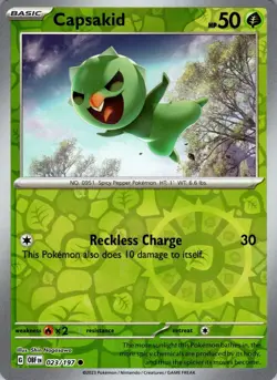 CAPSAKID 023/197 REVERSE HOLO OBSIDIAN FLAMES POKEMON CARD NM-Mint Pokemon TCG - Image 1