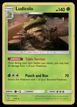 Pokemon Cards Ludicolo 2/18 Detective Pikachu Rare LP - Image 1