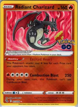 Radiant Charizard 011/078 Pokemon GO - Pokemon Card - NM - Image 1
