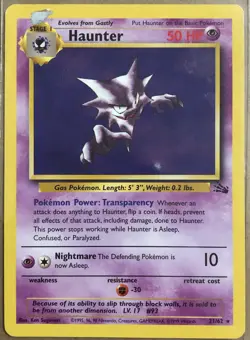 Pokemon Haunter Fossil Unlimited Rare 21/62 Damaged - Image 1