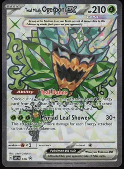 Teal Mask Ogerpon ex Ultra Rare SV: Scarlet & Violet Promo Cards 166 NM - Image 1