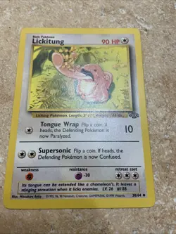 Pokemon Base Set Card WOTC TCG 1999 Vintage Lickitung 38/64 Jungle Set - Image 4