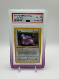 Pokemon Fossil Ditto Holo Rare 1st Edition 3/62 PSA 8 English 1999 - Image 1