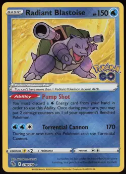 Radiant Blastoise Radiant Rare Pokemon GO 018/078 NM - Image 1