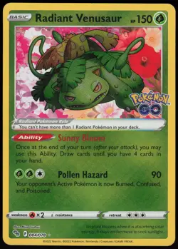 Radiant Venusaur Radiant Rare Pokemon GO 004/078 NM - Image 1