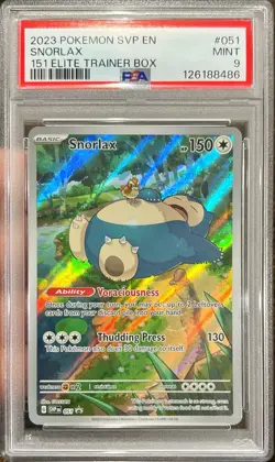 2023 Pokemon SVP EN Snorlax 151 Trainer Box Black Star Promo 051 PSA 9 Mint - Image 1