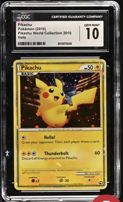 The Pokemon Company Pikachu World Collection 2010 PW Holo Promo English CGC 10 - Image 1