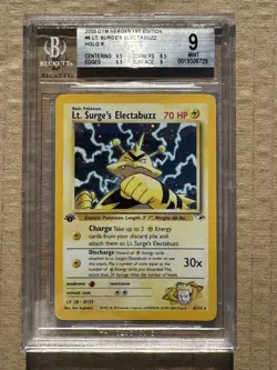 2000 Pokemon Gym Heroes 1st Edition Lt. Surge's Electabuzz #06 Holo BGS 9 - Image 1