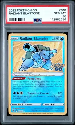 2022 POKEMON GO #018 RADIANT BLASTOISE PSA 10 - Image 1