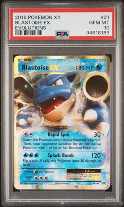 2016 POKEMON XY EVOLUTIONS 21/108 BLASTOISE EX - PSA 10 - Image 1