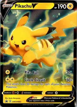 Pokemon TCG Card Sword & Shield Promo Pikachu V SWSH063 Promo Holo NM (SKU 1-5) - Image 1