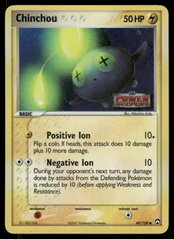 Pokemon Cards Chinchou 49/108 Reverse Holo STAMPED Power Keepers Common NM - Image 1
